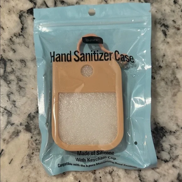 Red Silicone Hand Sanitizer Case with Keychain Clip - Picture 3 of 4